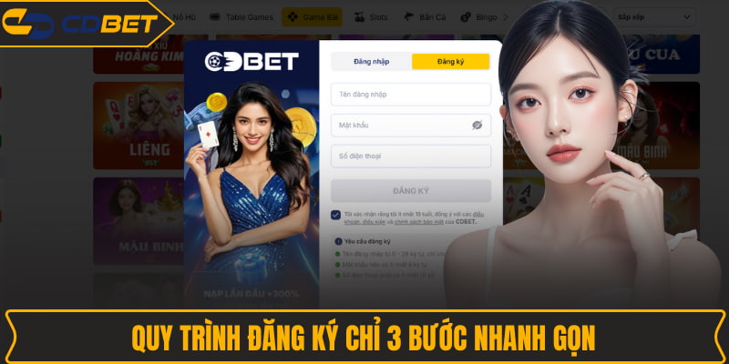 Quy trình đăng ký chỉ 3 bước nhanh gọn
